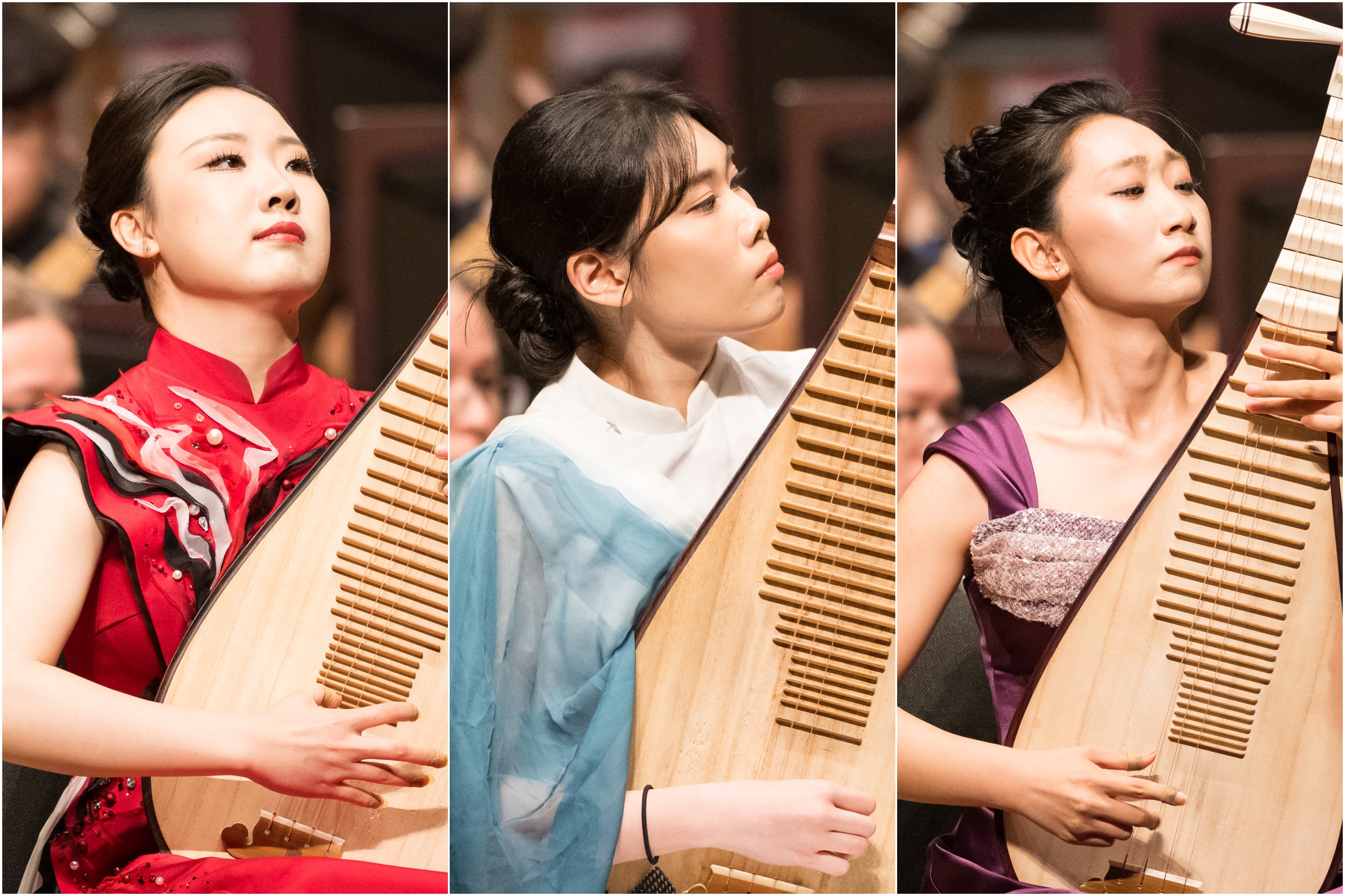 2026第33屆臺北市民族器樂琵琶大賽第1名宋子璇（左）、第2名方永華（中）、第3名祁子萱（右）。